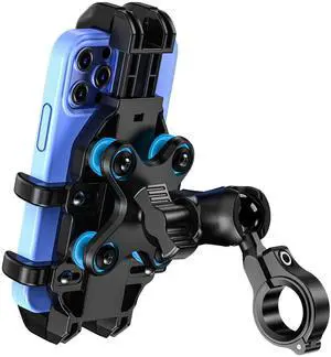 VAZESWIN Motorcycle Phone Mount with Vibration Dampener, Anti-Shake Bike Phone Holder with Aluminum Alloy Handlebar Clamp, One-Handed Operation Motorcycle Cellphone Mount Fit for 5.4"-7.2" Smartphone