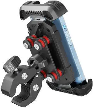 tounee Motorcycle Phone Holder Mount -Dual Vibration Dampener, Tool-Free Bike Phone Holder Handlebar Clip & Secure Lock for iPhone 16/15 Pro Max, 4.7-6.7" Phones - Black