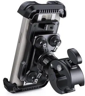 Lamicall Motorcycle Phone Mount Holder - [Dual Vibration Dampener] [Upgrade Handlebar Clip] Motorcycle Cell Phone Holder, Bike Phone Mount, Fit iPhone 16/15/14/13 Pro Max, 4.7-6.7" Phones, Black
