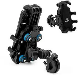 EMERK Motorcycle Phone Mount Holder - [Dual Vibration Dampener] [Anti-Shake Anti-Theft] Bike Phone Holder, Adjustable Handlebar Cellphone Cradle for Bicycle Road Scooter ATV Fit 4.7''-7.2'' Smartphone