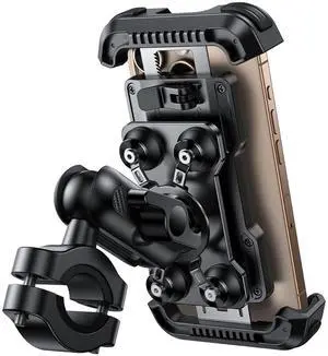 Lamicall Motorcycle Phone Mount Holder - [Metal Extension Arm] [Dual Vibration Dampener] Motorcycle Cell Phone Mount, Bike Bicycle Handlebar Phone Clamp, for iPhone 16/15/ 14 Pro Max, 4.7-6.7" Phones