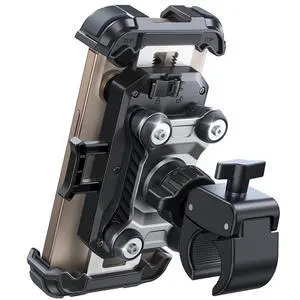 JOYROOM Motorcycle Phone Mount Holder - [Dual Vibration Dampener] 150mph Anti-Shock Phone Holder for Motorcycle [Upgrade Metal Handlebar Clamp] - Bicycle Bike Phone Holder Mount for 4.7-7" Cell Phones