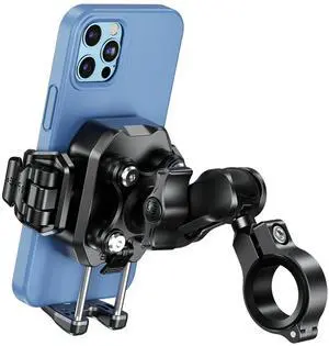 iMESTOU Anti-Vibration Phone Mount for Motorcycles and Bikes with Shock Absorbers & Anti-Theft Design, 1" Ball Phone Mount Suitable for 5.2"-7.2" Up to 15mm Thick Phones, Fits for 22-32mm Handlebars