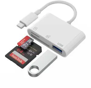SD Card Reader USB C to Micro SD,Dual Slots with Camera Adapter for Digital Camera, iPhone 15-17, iPad, Mac, MacBook, Android, Laptop