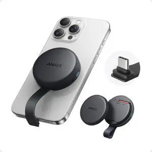 Anker MagGo USB-C Adapter, SD Card Reader for USB C iPhone 16/15 Series(Not for12/13/14), Portable Magnetic Memory Card Reader with Built-in Cable, Slots for SD&TF, 312MB/s Max Data Transfer(Black)