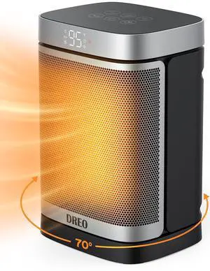 Dreo 1500W Space Heater, 70° Oscillating Portable Heater for Indoor Use, Digital Thermostat, 4 Modes, 12h Timer, Personal Electric Heater PTC Ceramic Heater Quick Safety Heating for Home Office