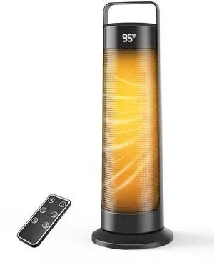 Space Heater for Indoor Use Large Room, 1500W Portable Office Heater, 120° Oscillation, PTC Ceramic with Thermostat and Remote, 12H Timer, 3 Modes, Fast Safety Heat for Home Bedroom