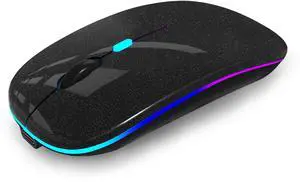 Wireless Bluetooth Mouse Rechargeable Laptop Mice with LED Lights Silent Slim Use(BT5.2 and 2.4G Portable USB Receiver)Dual Mode Computer Mouse for Laptop/iPad/Tablet/Apple/PC/Mac(Black Pearl) Wireless Bluetooth Mouse Rechargeable Laptop Mice with LED Lights Silent Slim Use(BT5.2 and 2.4G Portable USB Receiver)Dual Mode Computer Mouse for Laptop/iPad/Tablet/Apple/PC/Mac(Black Pearl)
