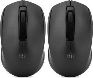 Rii Wireless Mouse,2.4G Portable Computer Mice for PC, Laptop, Windows,Office Included Wireless USB dongle (2-Pack(Black))