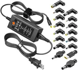65W Universal Laptop Charger for Lenovo HP Dell Acer ASUS Gateway Samsung Monitor Power Cord 5V 6V 10V 12V 13.5V 14V 15V 16V 18V 18.5V 19V 19.5V 20V DC Power Supply AC Adapter with 16 Tips