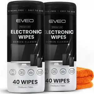 Electronic Wipes Screen Cleaner [2 Pack x40] Streak-Free Computer Screen Cleaner & TV Screen Cleaner, Screen Wipes for Electronics, Screen Cleaner Wipes, Laptop Cleaner - [Microfiber Cloth+80 Wipes]