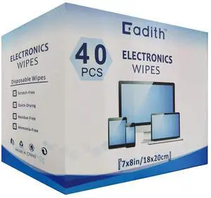 Screen Cleaner Cadith Electronic Wipes - Safely Clean Your Computer, Laptop, TV, Phone, and Tablet Screens - All Electronic Equipment - 8x7 Inches Screen Wipes(40PCS)