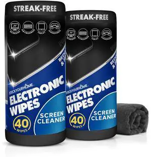 Electronic Screen Cleaner Wipes (80 Count, 2 Pack), Streak Free Pre-Moistened Wipes for Cleaning TVs, Laptops, Phones, Watches, Glasses, Cameras and Computer Screens
