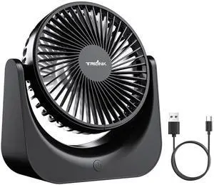 Small USB Desk Fan  5-Speed Mini Table Fan with Adjustable Tilt, Ultra Quiet, USB Powered, Portable Cooling Fan for Home, Desktop, Bedroom, Bed, Office, Travel, and Camping (Black)