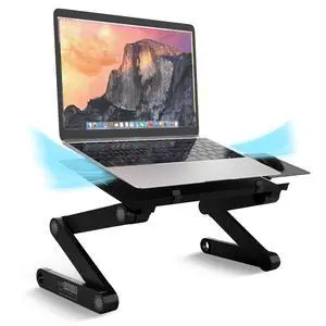 Adjustable Laptop Stand for Desk, Portable Laptop Stand Adjustable Height, Foldable Cooling Computer Holder Riser for Desk, Black