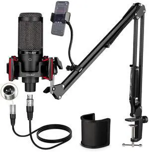 Condenser Microphone XLR,Professional Studio Recording Microphone for Computer PC,Cardioid Podcast Mic Kit with Boom Arm,Gaming Microphone for Streaming,ASMR,Singing,Voice Over,Vocal,YouTube,Zoom Condenser Microphone XLR,Professional Studio Recording Microphone for Computer PC,Cardioid Podcast Mic Kit with Boom Arm,Gaming Microphone for Streaming,ASMR,Singing,Voice Over,Vocal,YouTube,Zoom