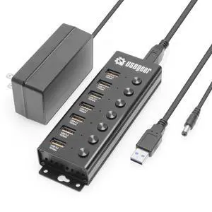7 Port USB Hub 3.2 Gen 2 10Gbps Charging Hub with Individual On/Off USB Ports for Laptop, PC, Desktop, 12V/4A Power Adapter with Type-A to Type-B Cable (3ft), Computer Accessories 7 Port USB Hub 3.2 Gen 2 10Gbps Charging Hub with Individual On/Off USB Ports for Laptop, PC, Desktop, 12V/4A Power Adapter with Type-A to Type-B Cable (3ft), Computer Accessories