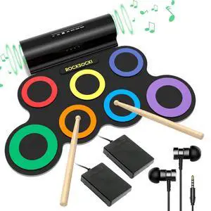 Electric Drum Set, 7-Pad Electronic Drum Set with Headphone Included, Roll-up Drum Pad For Kids, Great Holiday Xmas Birthday Gift (Dual Speakers) Electric Drum Set, 7-Pad Electronic Drum Set with Headphone Included, Roll-up Drum Pad For Kids, Great Holiday Xmas Birthday Gift (Dual Speakers)