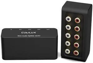 AS-R1 4-Way Audio Splitter Box - 4-Channel Stereo RCA Splitter - Aluminum Alloy (1 in 4 Out) AS-R1 4-Way Audio Splitter Box - 4-Channel Stereo RCA Splitter - Aluminum Alloy (1 in 4 Out)