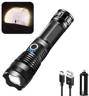 LED Flashlights, 10000 Lumen Super Bright Tactical Flashlight, Rechargeable Flash Light, 5 Modes Zoomable Waterproof Flash Lights for Emergency, Camping, Hiking, Outdoor, Home LED Flashlights, 10000 Lumen Super Bright Tactical Flashlight, Rechargeable Flash Light, 5 Modes Zoomable Waterproof Flash Lights for Emergency, Camping, Hiking, Outdoor, Home