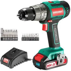 Cordless Drill 20V Max, HYCHIKA Brushless Drill Max Torque 530 In-lbs, 2.0 AH Battery 1H Fast Charger, 21+3 Torque Setting 1/2" Automatic Chuck, 20pcs Drill Bit Set for Home Improvement & DIY Project Cordless Drill 20V Max, HYCHIKA Brushless Drill Max Torque 530 In-lbs, 2.0 AH Battery 1H Fast Charger, 21+3 Torque Setting 1/2" Automatic Chuck, 20pcs Drill Bit Set for Home Improvement & DIY Project