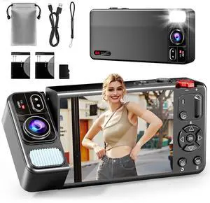 Digital Camera, 4K 64MP Cameras for Photography, 270°Flip Screen Vlogging Camera, Autofocus, Flash, 18X Zoom, 2 Batteries, 64GB Card, Point and Shoot Digital Cameras for Kids Teens, Black Digital Camera, 4K 64MP Cameras for Photography, 270°Flip Screen Vlogging Camera, Autofocus, Flash, 18X Zoom, 2 Batteries, 64GB Card, Point and Shoot Digital Cameras for Kids Teens, Black