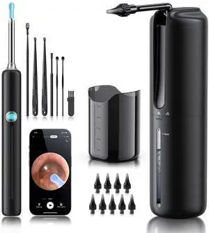 Ear Wax Removal - Electric Ear Irrigation Flushing System with 4 Pressure Modes, Ear Cleaner with Camera, 1080P Otoscope, Ear Cleaning Tool with 7 Pcs Ear Set, Safe and Effective Earwax Removal Kit