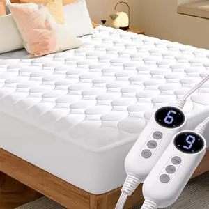 Heated Mattress Pad Queen Size with Dual Control - Electric Mattress Pad Cover with 9 Heating Settings & Auto Off 2/4/6/10 Hrs, Deep Pocket Bed Warmer Protector for Winter, ETL Certified,White Heated Mattress Pad Queen Size with Dual Control - Electric Mattress Pad Cover with 9 Heating Settings & Auto Off 2/4/6/10 Hrs, Deep Pocket Bed Warmer Protector for Winter, ETL Certified,White
