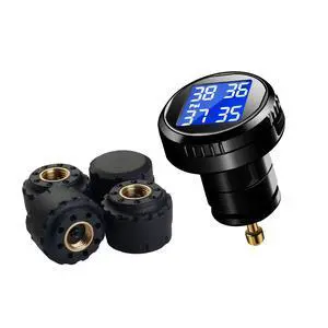 Wireless Tire Pressure Monitoring System (TPMS) for Small Size 4-tire Vehicles, Including 4 External Cap sensors (0-87PSI) Wireless Tire Pressure Monitoring System (TPMS) for Small Size 4-tire Vehicles, Including 4 External Cap sensors (0-87PSI)