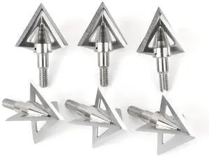 Heavy-Duty Hunting Arrowheads Cross Star Broadheads 12 Pack