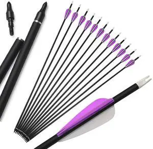 SHARROW Archery 6/12pcs 32inch Carbon Arrow Spine 500 Hunting Arrows Targeting Practice Arrows with Removable Tips for Compound Bow and Recurve Bow (12)