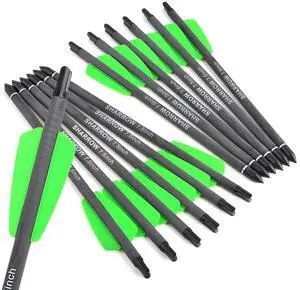 SHARROW Carbon Crossbow Bolts 7.5 Inch Hunting Archery Carbon Arrows with 2" Vanes Replaced Arrowhead Tip for Bow Shooting Practice Outdoor Hunting (12pcs arrows)