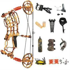 1 Kit 30-60lbs Compound Bow Kit Steel Ball Arrows Dual-use Archery Hunting Fish RH LH