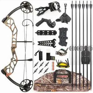 A Composite Bow Set, Adjustable From 19-70 Pounds, with An Arrow Speed Of 320fps, Suitable for Daily Practice In Archery, Outdoor Sports, And Archery Competitions