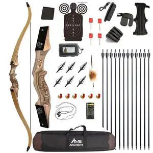 BLACK HUNTER Wooden Recurve Bow Hunting Takedown Bow 60 lbs