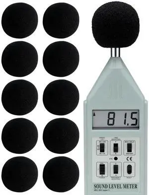 Replacement Wind Screen for Sound Meter 840091 Sound Neutral, Highly Porous Foam, Reduces Wind & Environmental Noise, Fits All Digital Sound Meters - 10 pc Replacement Wind Screen for Sound Meter 840091 Sound Neutral, Highly Porous Foam, Reduces Wind & Environmental Noise, Fits All Digital Sound Meters - 10 pc