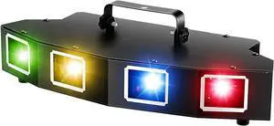DJ Laser Lights, 4 Beam Effect Party Lights Sound Activated DJ RGBY LED Projector Party Light by DMX Control for Dancing Birthday Bar Pub Stage Lighting DJ Laser Lights, 4 Beam Effect Party Lights Sound Activated DJ RGBY LED Projector Party Light by DMX Control for Dancing Birthday Bar Pub Stage Lighting