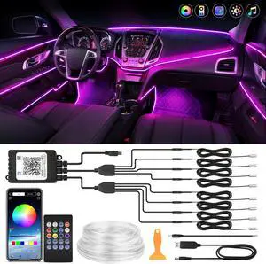 Car LED Interior Strip Light, 8 in 1 RGB Multicolor with 400 inches Fiber Optic Ambient Lighting Kits with Remote and APP Control, Car USB LED Strip Lights with Music Sync Mode Car LED Interior Strip Light, 8 in 1 RGB Multicolor with 400 inches Fiber Optic Ambient Lighting Kits with Remote and APP Control, Car USB LED Strip Lights with Music Sync Mode