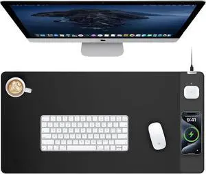 Mouse Pad with 15W Wireless Charging, Gaming Mousepad Home Office Large Desk Pad with Ultra-Smooth Surface, Non-Slip Base, Waterproof Keyboard Pad, Classic Black Desk Mat Mouse Pad with 15W Wireless Charging, Gaming Mousepad Home Office Large Desk Pad with Ultra-Smooth Surface, Non-Slip Base, Waterproof Keyboard Pad, Classic Black Desk Mat
