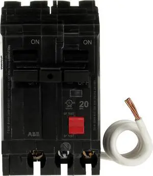 ABB Q-Line® THQL2120GFT 20A Double Pole Circuit Breaker 20 Amp Double Pole Ground Fault Breaker with Self-Test 120/240 VAC 2-Pole GFCI Breaker Ground Fault Circuit Interrupter ABB Q-Line® THQL2120GFT 20A Double Pole Circuit Breaker 20 Amp Double Pole Ground Fault Breaker with Self-Test 120/240 VAC 2-Pole GFCI Breaker Ground Fault Circuit Interrupter