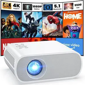 Projector, Native 1080P Full HD Bluetooth Projector with Speaker, 9500 Lumens Outdoor Portable Movie Mini Projector Compatible with Laptop, Smartphone, TV Stick, Xbox, PS5 Projector, Native 1080P Full HD Bluetooth Projector with Speaker, 9500 Lumens Outdoor Portable Movie Mini Projector Compatible with Laptop, Smartphone, TV Stick, Xbox, PS5