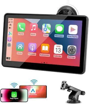Portable Wireless CarPlay Screen for Car, 7" HD Touch Screen for Car with CarPlay and Android Auto, Pantalla para Carros with Bluetooth/AUX/FM Transmitter/Voice Control/Navigation for All Vehicles Portable Wireless CarPlay Screen for Car, 7" HD Touch Screen for Car with CarPlay and Android Auto, Pantalla para Carros with Bluetooth/AUX/FM Transmitter/Voice Control/Navigation for All Vehicles