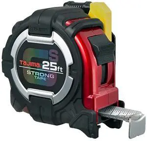 TAJIMA Tape Measure - 25 ft x 1-1/16 inch GS-Lock Measuring Tape with Shock Resistant Case & Safety Clip Holder - GSSF-25BW TAJIMA Tape Measure - 25 ft x 1-1/16 inch GS-Lock Measuring Tape with Shock Resistant Case & Safety Clip Holder - GSSF-25BW