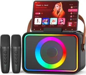 Karaoke Machine,Portable Bluetooth Speaker with 2 Wireless Microphone for Adults & Kids with LED Lights, Karaoke Microphone with PA System Supports USB/TF/AUX, (Black) Karaoke Machine,Portable Bluetooth Speaker with 2 Wireless Microphone for Adults & Kids with LED Lights, Karaoke Microphone with PA System Supports USB/TF/AUX, (Black)