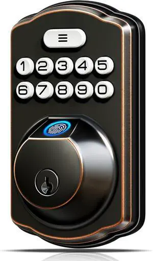 KS02A Fingerprint Keyless Entry Door Lock, Auto Lock, Electronic Keypad Deadbolt for Front Door, Biometric, Anti-Peeping Password, Easy Install, Oil Rubbed Bronze KS02A Fingerprint Keyless Entry Door Lock, Auto Lock, Electronic Keypad Deadbolt for Front Door, Biometric, Anti-Peeping Password, Easy Install, Oil Rubbed Bronze