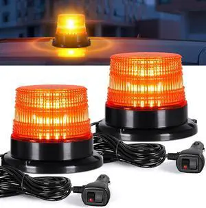 2pcs LED Rotating Strobe Beacon Lights, 12V-24V Amber 40 LED Flashing Warning Safety Flashing Lights with Magnetic for Vehicle Forklift Truck Tractor Golf Carts UTV Car Bus 2pcs LED Rotating Strobe Beacon Lights, 12V-24V Amber 40 LED Flashing Warning Safety Flashing Lights with Magnetic for Vehicle Forklift Truck Tractor Golf Carts UTV Car Bus