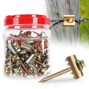 300 Pcs 2'' Fence Staples, Reusable Fence Fasteners with Wire Fixer, Fence Nails for Wire Mesh and Woven Fencing, Quickly Install Fence Screws with Cordless Drill 300 Pcs 2'' Fence Staples, Reusable Fence Fasteners with Wire Fixer, Fence Nails for Wire Mesh and Woven Fencing, Quickly Install Fence Screws with Cordless Drill