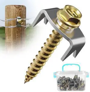 200 PCS Wire Fence Staples with Wire Fixer, Fence Fasteners for Wire Fencing, Fence Post Screws for Softwoods, Reuse/Easy Remove Fence Nails for Mesh and Woven Fencing Repair 200 PCS Wire Fence Staples with Wire Fixer, Fence Fasteners for Wire Fencing, Fence Post Screws for Softwoods, Reuse/Easy Remove Fence Nails for Mesh and Woven Fencing Repair