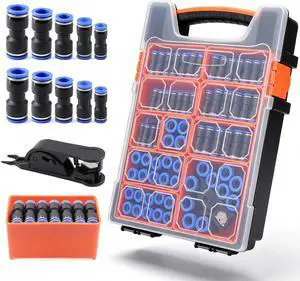 180 Pcs Push-to-Connect Air Hose Fittings Assortment Kit,Quick Connect Hose Fittings 1/8" 1/4" 5/16 3/8" 1/2" and 4 6 8 10 12mm Pneumatic Quick Connectors 180 Pcs Push-to-Connect Air Hose Fittings Assortment Kit,Quick Connect Hose Fittings 1/8" 1/4" 5/16 3/8" 1/2" and 4 6 8 10 12mm Pneumatic Quick Connectors