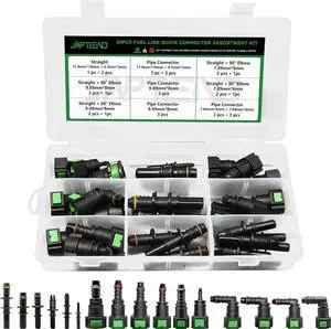 Fuel Line Repair Kit, 30pcs Fuel Line Quick Connector Assortment Kit 16 Size Hose Release Connect Straight Elbow Pipe Connector Fittings SAE 6.3mm to 11.8mm Fuel Line Repair Kit, 30pcs Fuel Line Quick Connector Assortment Kit 16 Size Hose Release Connect Straight Elbow Pipe Connector Fittings SAE 6.3mm to 11.8mm